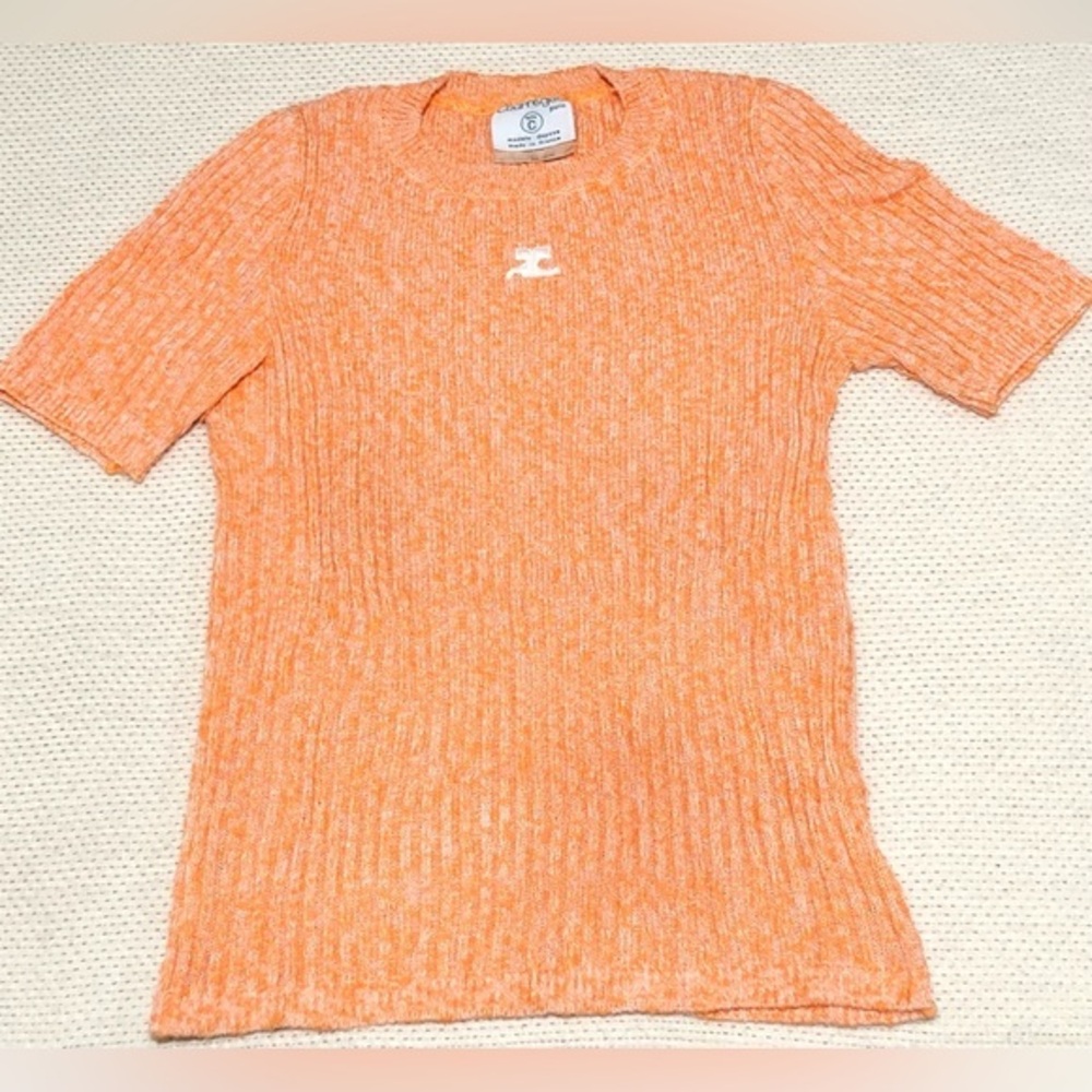 Orange Ribbed Women's Top
